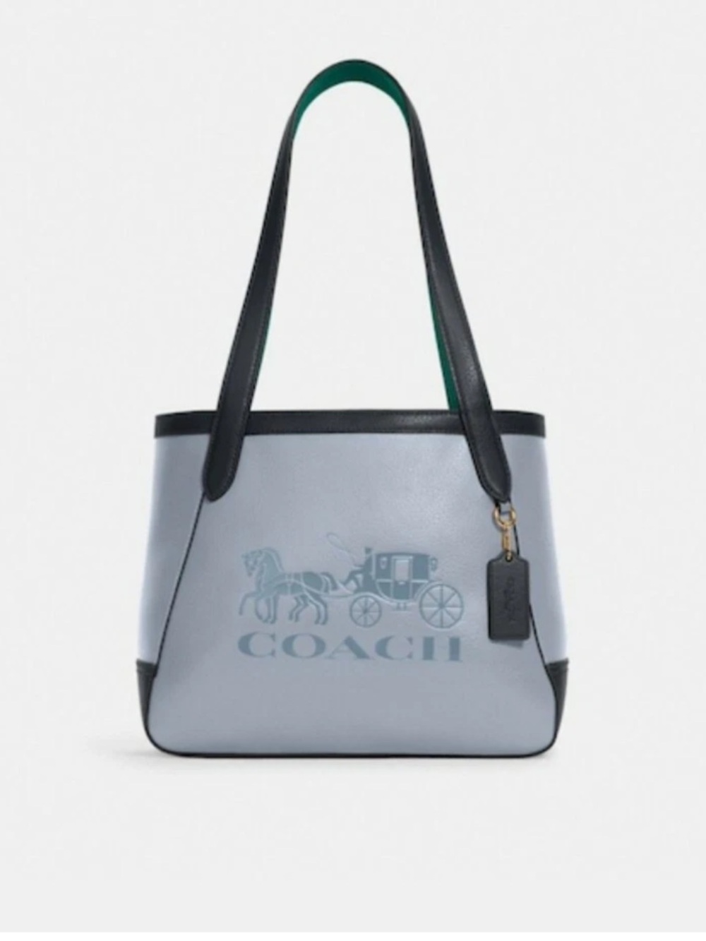 Coach Horse And Carriage Twilight Blue Leather Double Handles Tote Bag -NWT